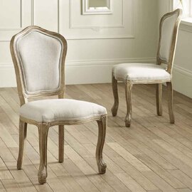Caitlyn Oatmeal and Limed Oak Wooden Dining Chairs in Pair