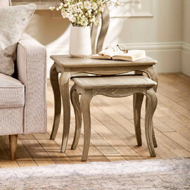 Caitlyn Wooden Nesting Side Table in Limed Oak
