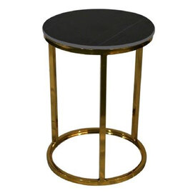 Caius Ceramic Round End Table In Lawrence Black