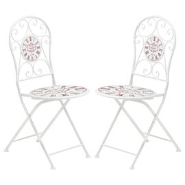 Calderon Outdoor Cream Metal Seating Chairs In Pair