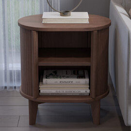 Calgary Wooden Side Table In Walnut