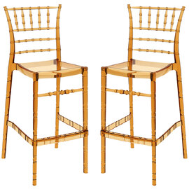 Calhoun Amber Transparent Polycarbonate Bar Stools In Pair