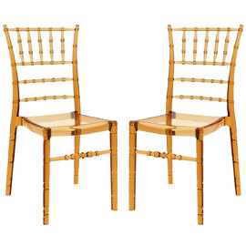 Calhoun Amber Transparent Polycarbonate Side Dining Chairs In Pair