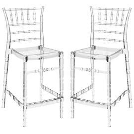 Calhoun Clear Transparent Polycarbonate Bar Stools In Pair