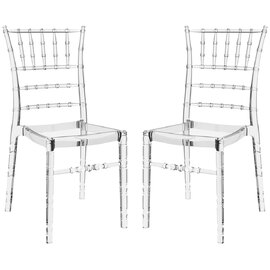 Calhoun Clear Transparent Polycarbonate Side Dining Chairs In Pair