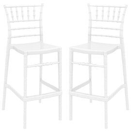 Calhoun Glossy White Polycarbonate Bar Stools In Pair