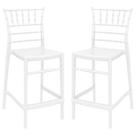Calhoun Glossy White Polycarbonate Bistro Stools In Pair