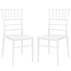 Calhoun Glossy White Polycarbonate Side Dining Chairs In Pair