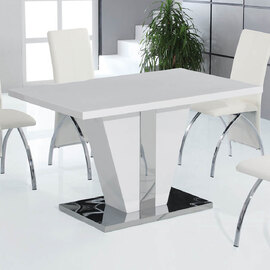Calhoun High Gloss Dining Table With Steel Base In White