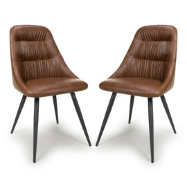 Calhoun Tan Faux Leather Dining Chairs In Pair