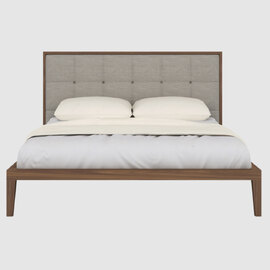 Calhoun Wooden Super King Size Bed With Fabric Headboard In Walnut