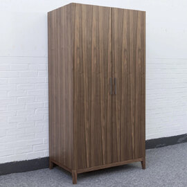 Calhoun Wooden Wardrobe With 2 Doors In Walnut