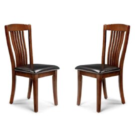 Calico Mahogany Wooden Dining Chairs in Pair