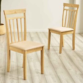 Calista Natural Oak Wooden Dining Chairs in Pair