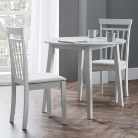 Calista Wooden Dropleaf Dining Table with 2 Chairs in Grey