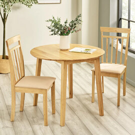 Calista Wooden Dropleaf Dining Table with 2 Chairs in Natural