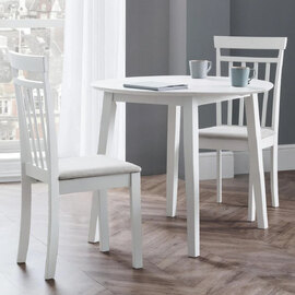 Calista Wooden Dropleaf Dining Table with 2 Chairs in White