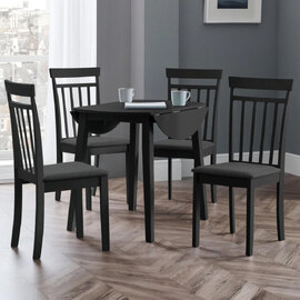 Calista Wooden Dropleaf Dining Table with 4 Chairs in Black