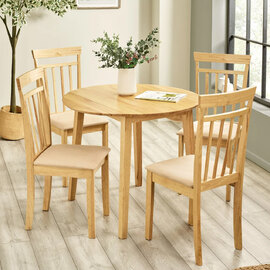 Calista Wooden Dropleaf Dining Table with 4 Chairs in Natural