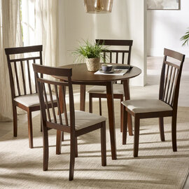 Calista Wooden Dropleaf Dining Table with 4 Chairs in Walnut