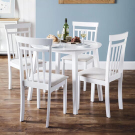 Calista Wooden Dropleaf Dining Table with 4 Chairs in White