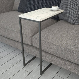 Callen White Marble Effect Top Side Table with Metal Frame