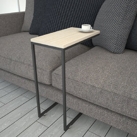 Callen White Oak Wooden Top Side Table with Metal Frame