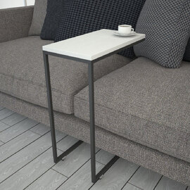 Callen White Wooden Top Side Table with Metal Frame