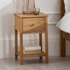 Calliope Wooden Bedside Cabinet with 1 Drawer in Oak