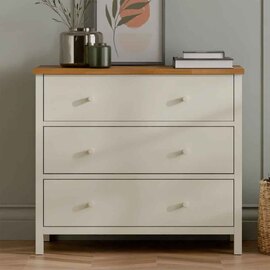 Calliope Wooden Chest of 3 Drawers in Ivory and Oak