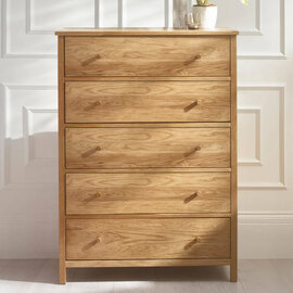 Calliope Wooden Chest Of 5 Drawers In Oak