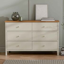 Calliope Wooden Chest of 6 Drawers in Ivory and Oak