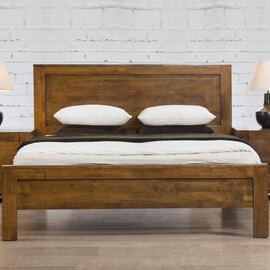 Calliope Wooden Double Bed In Rustic Oak