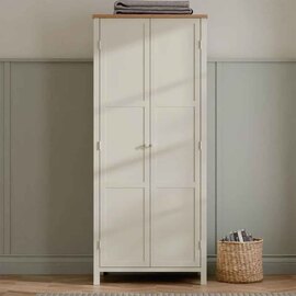 Calliope Wooden Wardrobe with 2 Doors in Ivory and Oak