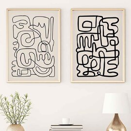 Calm Wooden 20x30cm Forms Wall Art Frame Set in Black and Cream