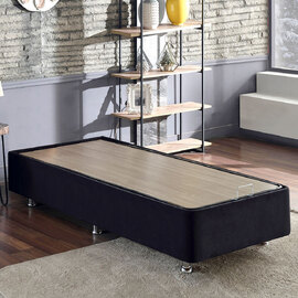 Caltrex Fabric Ottoman Storage Single Bed in Black