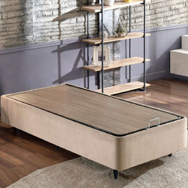 Caltrex Fabric Ottoman Storage Single Bed in Light Brown