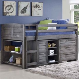 Camden Wooden Children Mid Sleeper Bed Left Ladder In Dark Grey