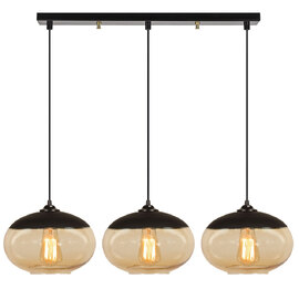 Carmini 3 Light Metal Ceiling Pendant Light in Black and Honey