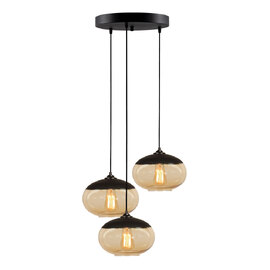 Carmini 3 Light Metal Cluster Pendant Light in Black and Honey