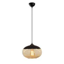 Carmini Oval Metal Ceiling Pendant Light in Black and Honey