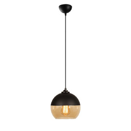 Carmini Round Metal Ceiling Pendant Light in Black and Honey