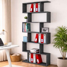 Campbell High Gloss Bookcase In Slate