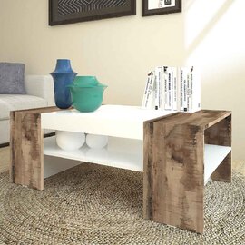 Campbell High Gloss Coffee Table In White And Pereira Maple