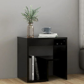 Canaan Wooden Bedside Cabinet In Black
