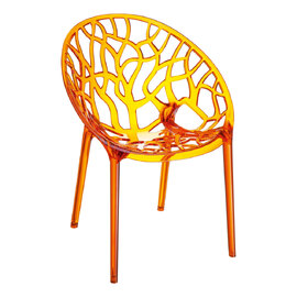 Cancun Clear Polycarbonate Transparent Armchair In Orange