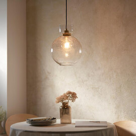 Caneadea Clear Glass Round Pendant Ceiling Light In Brass