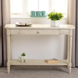 Caneadea Wooden Console Table With 1 Drawer In Antique Cream