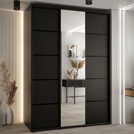 Canon Large Wooden Wardrobe With 3 Sliding Doors In Black
