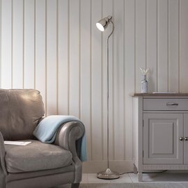 Canton Metal Floor Lamp In Bright Nickel
